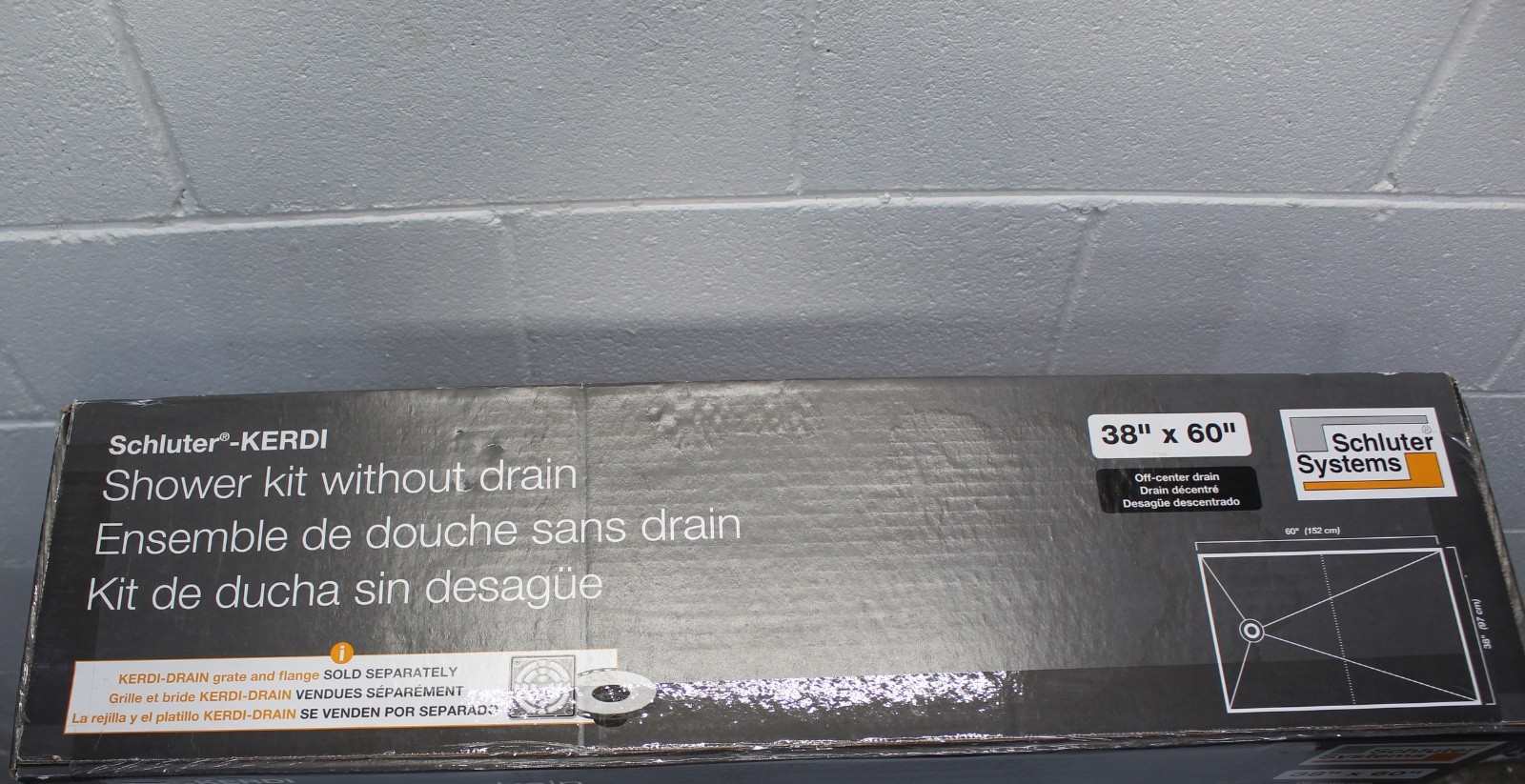 Schluter KERDI-SHOWER-KIT – WITHOUT THE DRAIN OFF CENTER 38″x60″ KSK 965 1525S