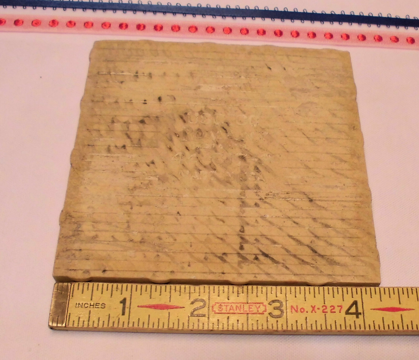 1pc. *Dark Coral Pink* 4-1/4″ Glossy Ceramic Tile; Romany Co. made 1940’s