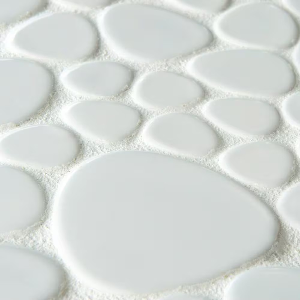 Pebble White 11 In. X 11 In. Porcelain Mosaic Tile (8.6 Sq. Ft./Case)