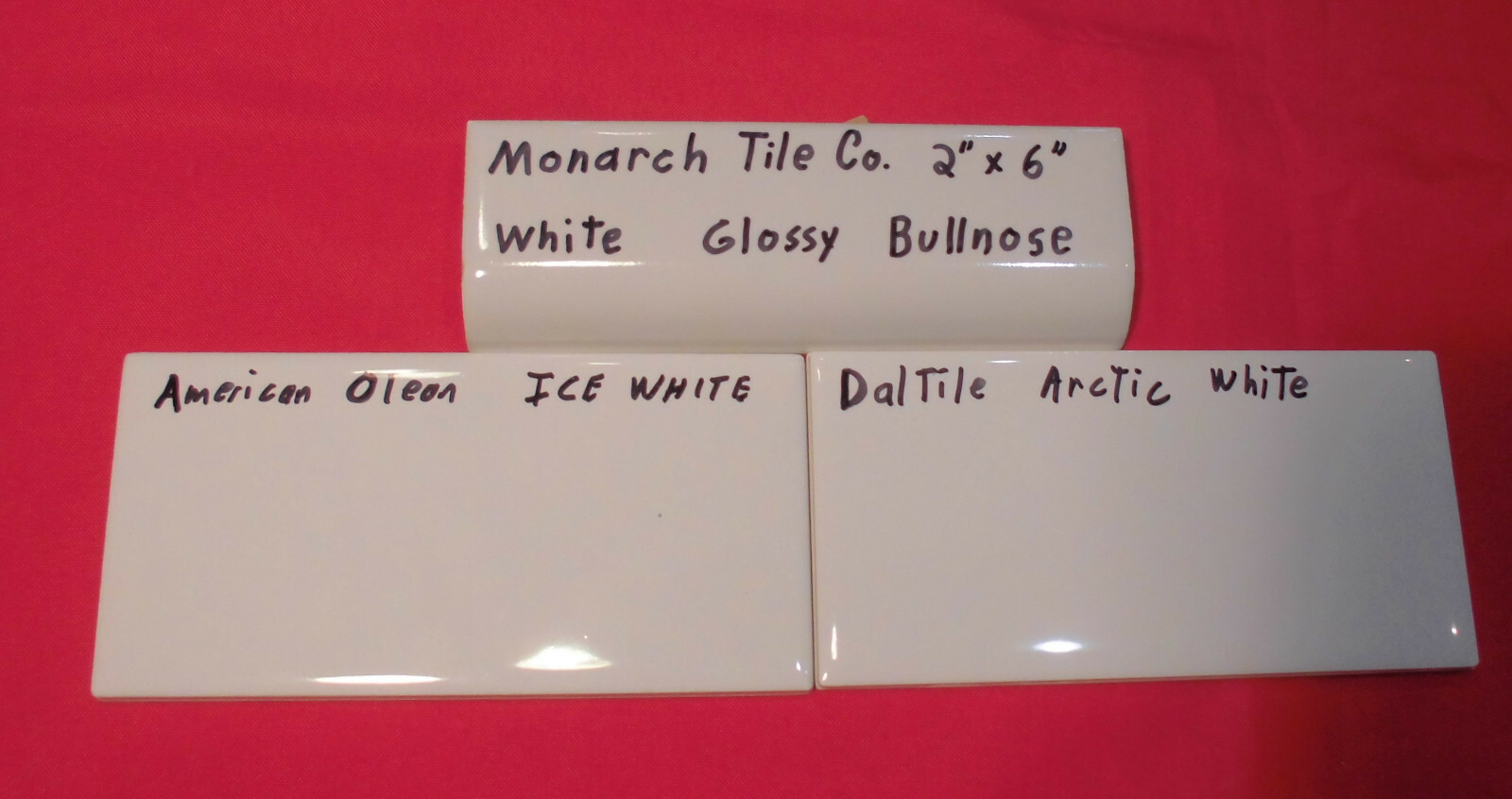 1 pc. Glossy White; 2″ X 6″ Ceramic Radius Bullnose Tile; New Mud Caps; Monarch