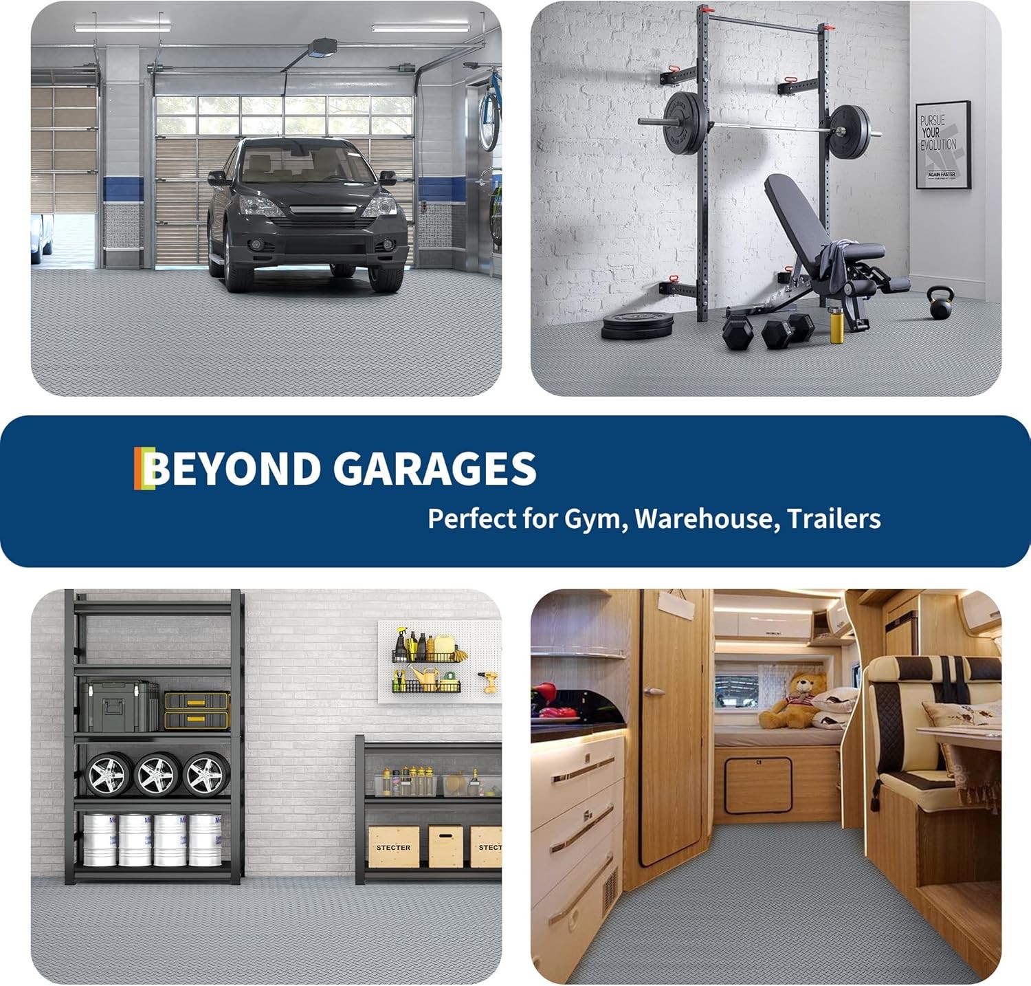 7.5×20 ft Garage Floor Mat 2mm Non-Slip PVC Garage Mat Roll Protector Mat