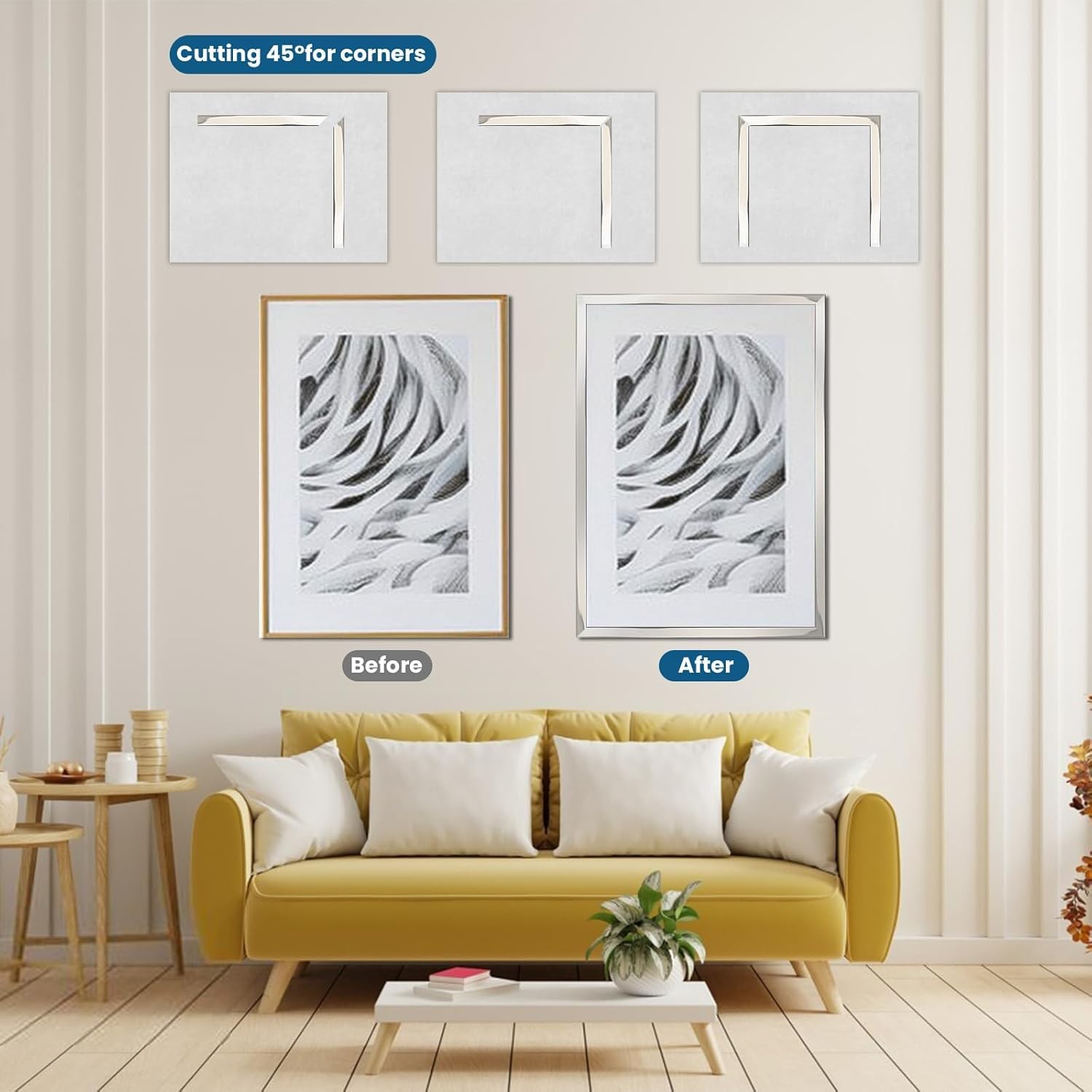 Peel and Stick Molding Trim Waterproof Mirror Tape Border Flexible Wall Trim Mol