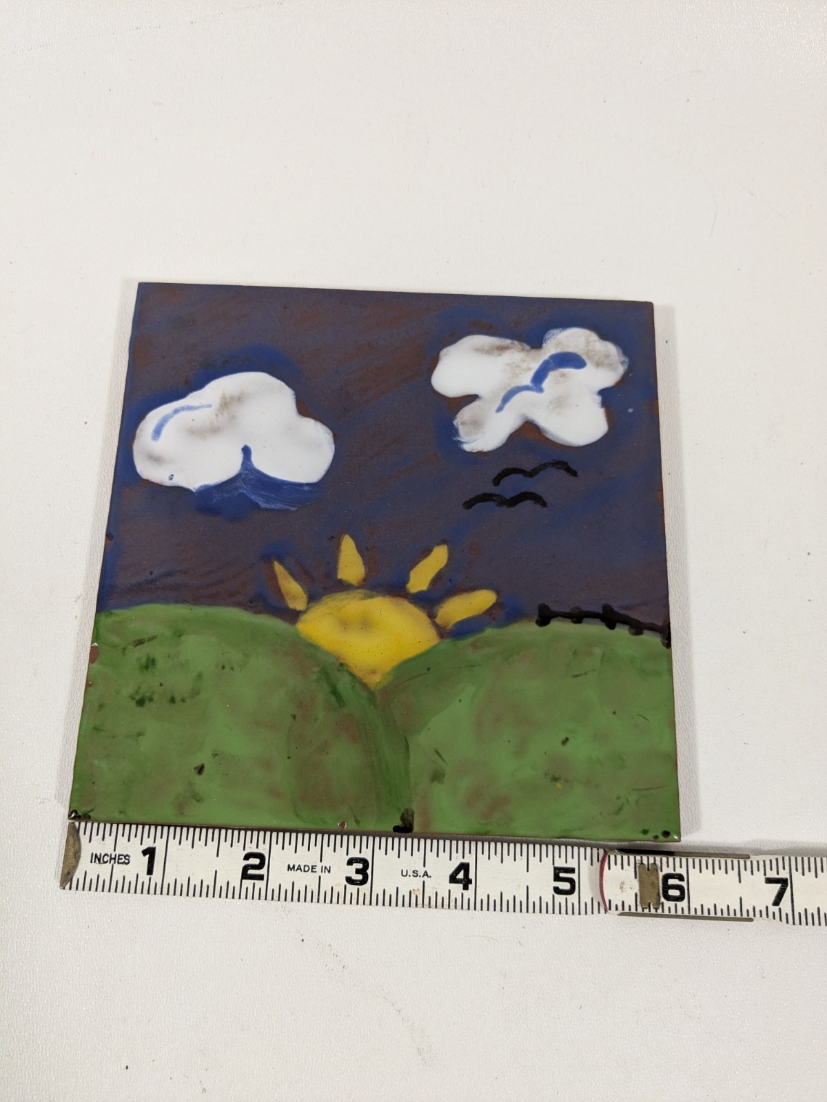 Ceramic Art Tile 6″x6″ Cute Colorful Sunrise Sunset Sunshine Landscape Kitchen