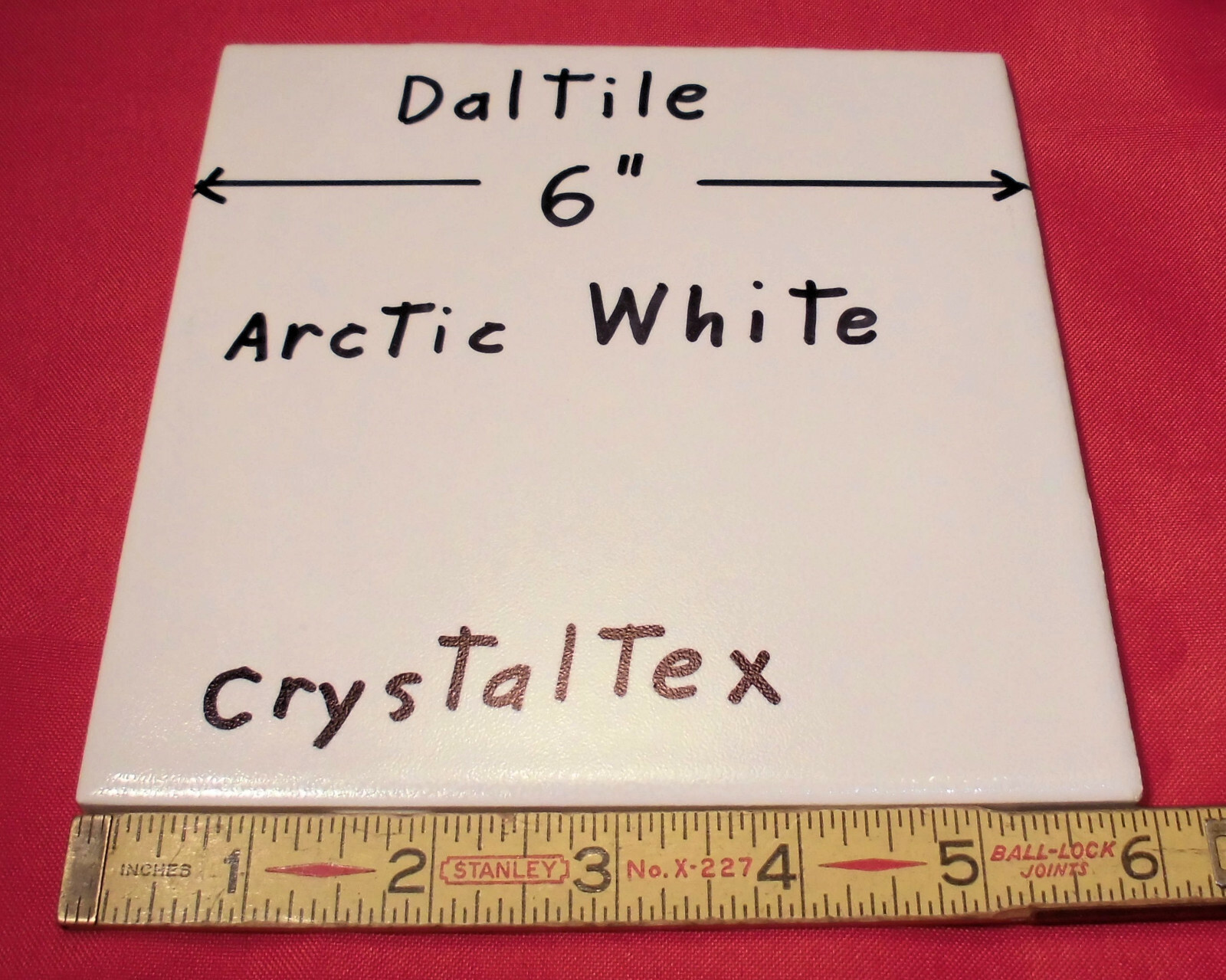 1 pc. *White* 6″ X 6″ by Daltile; Crystaltex Finish-Crystall, Lightly Textured
