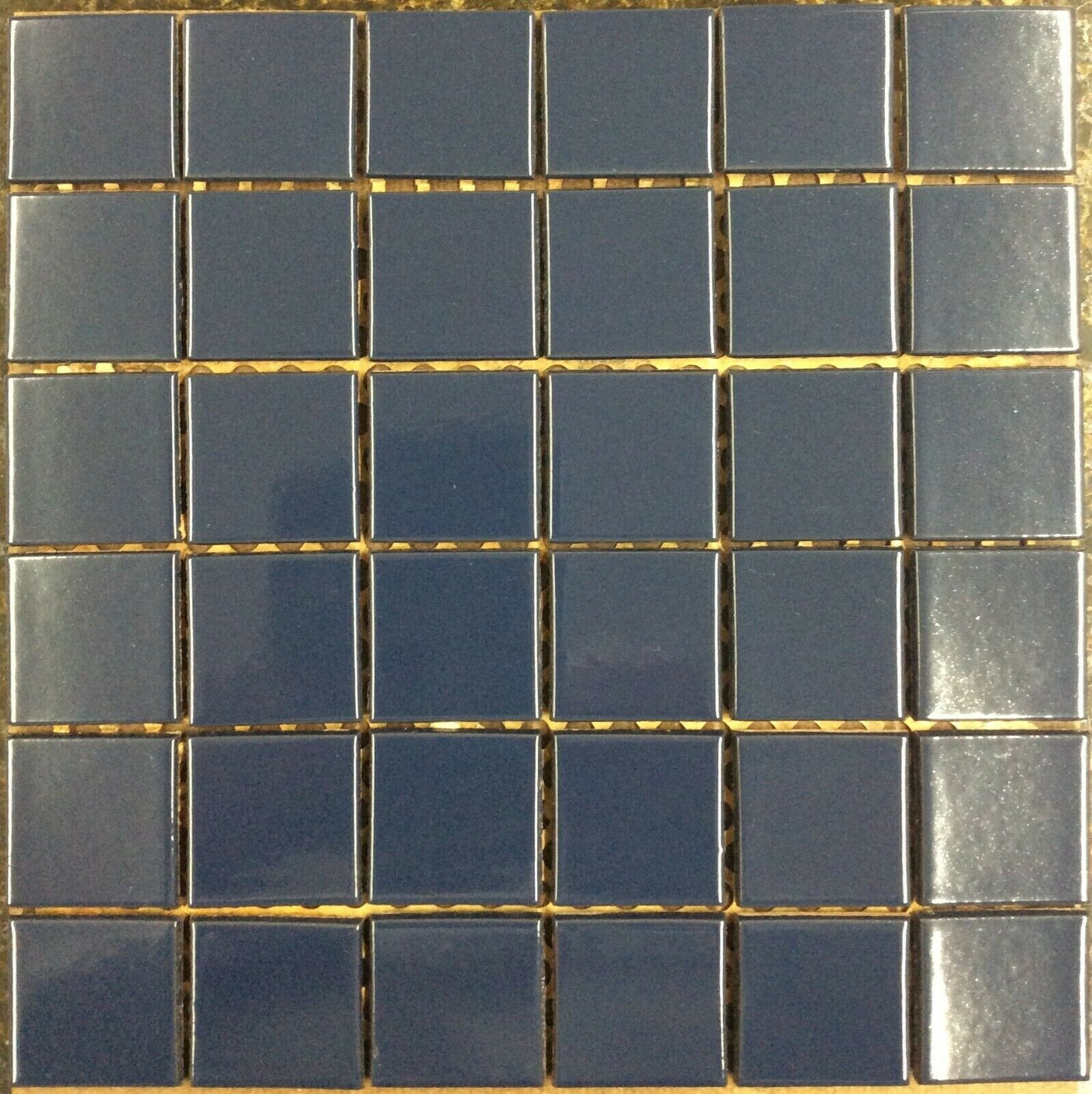 Vintage Tile New Old Stock Summitville #Q2-578 Dark Blue Glazed 2″ x 2″ Tiles