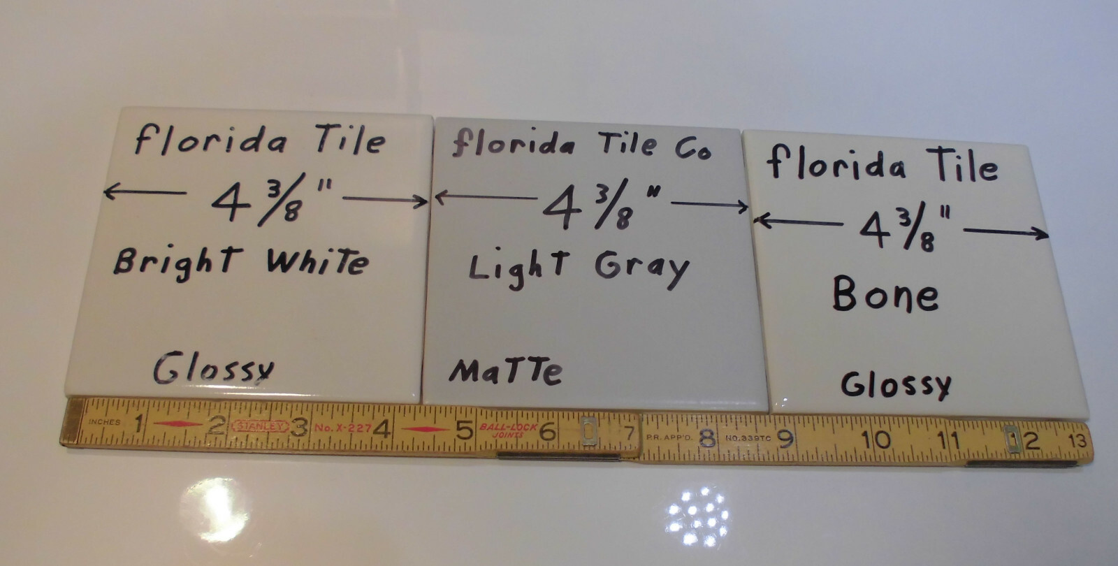 1 pc. *Light Gray* Matte Ceramic Tile 4-3/8″ by Florida Tile Co. NOS