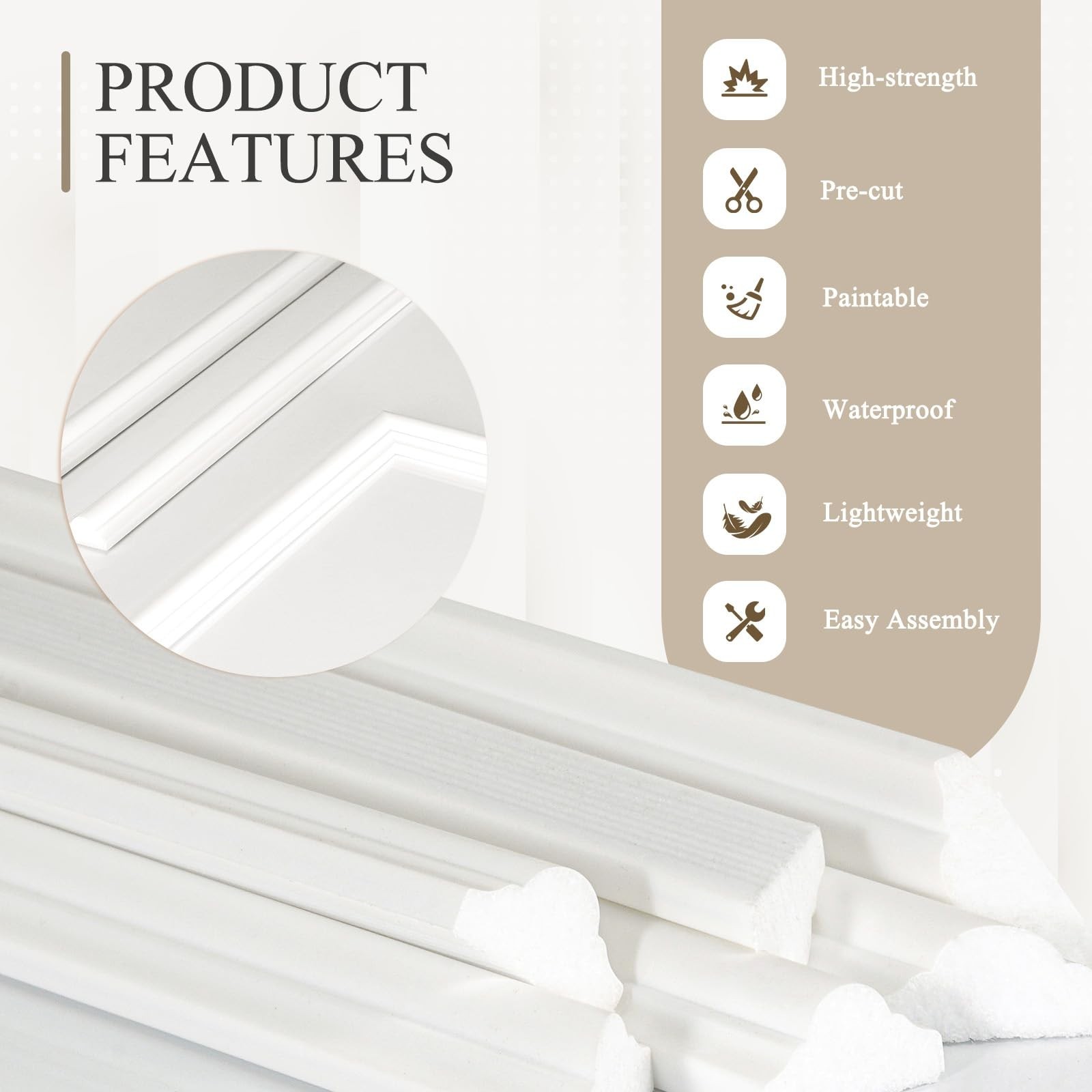 Peel and Stick Wall Molding Kit – 3 Sets Wainscoting Panels for Interior Decor