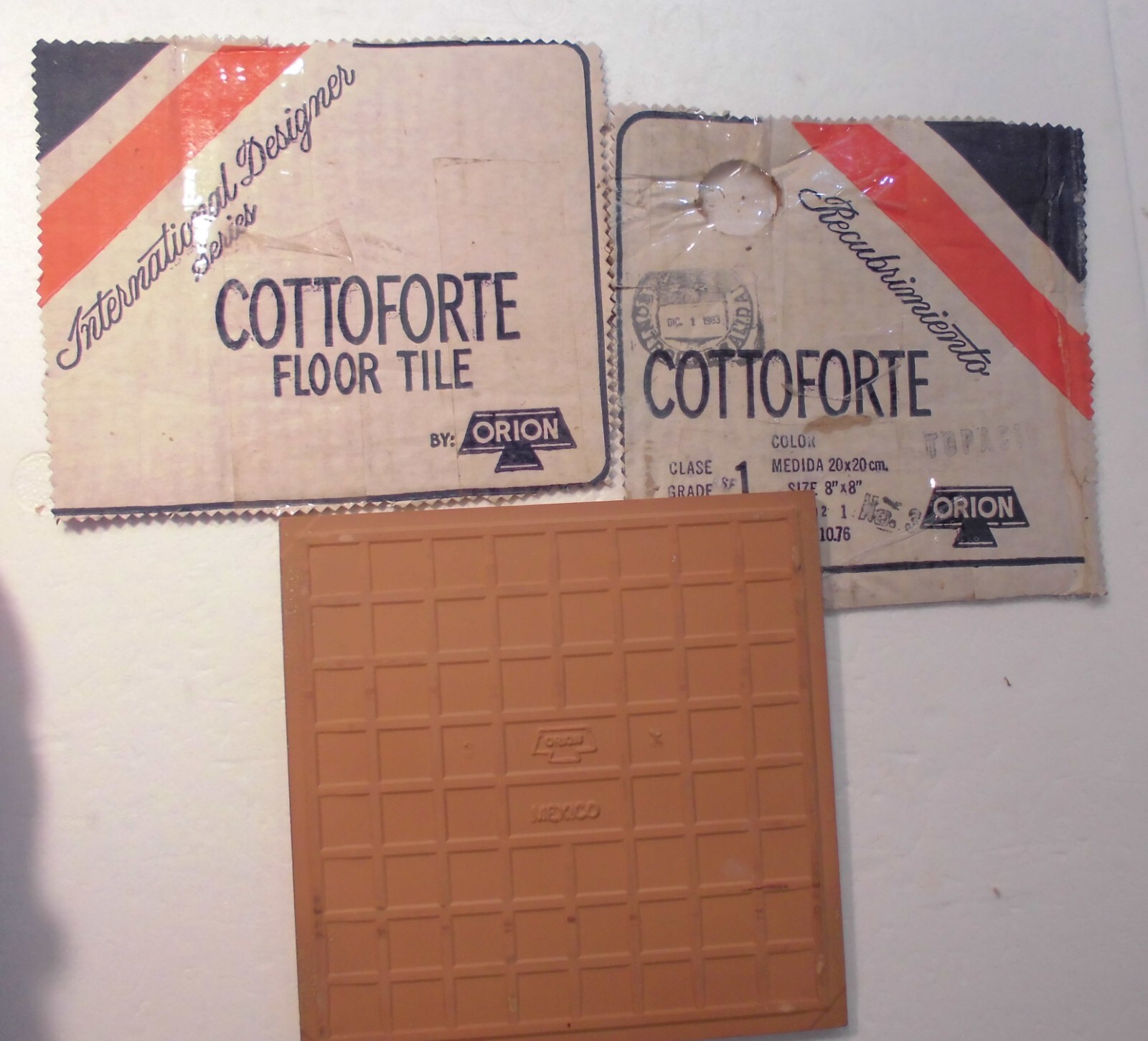 1 pc. Medium Brown Ceramic Floor Tile: 8″ X 8″ Smooth Surface + bit of flash