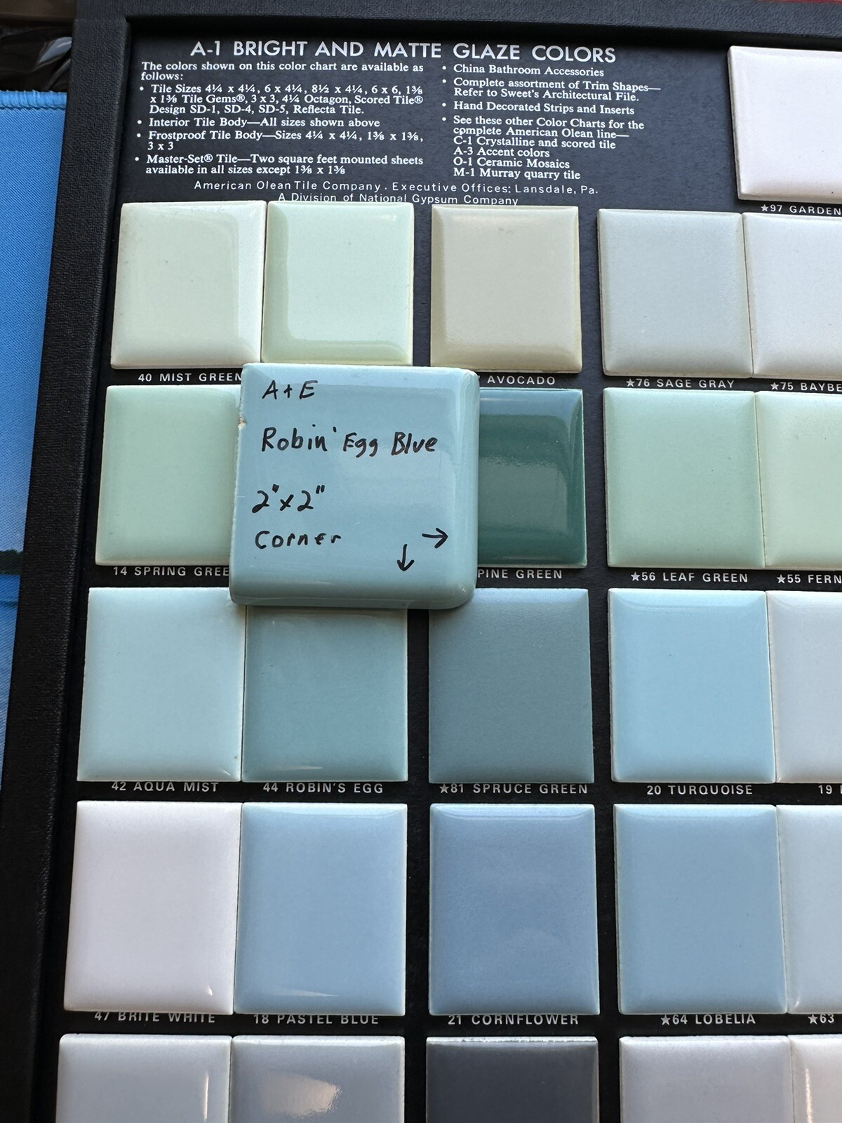 Robin’s Egg Blue: 2″ X 2″ X 5/16″ Glossy Ceramic Surface Bullnose Corner Tile