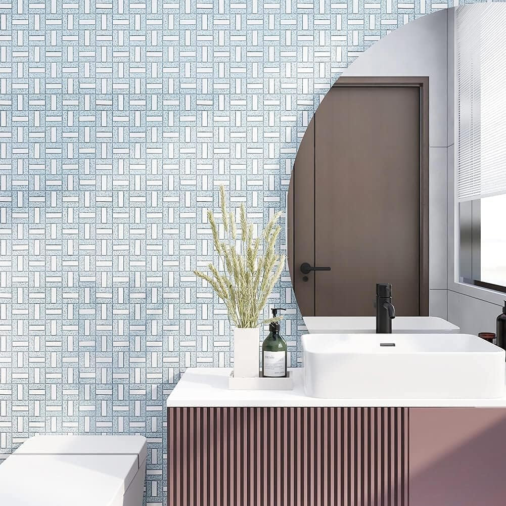 Silver Crystal Diamond Mirror Mosaic Tiles for Kitchen & Bathroom (6 Sheets)