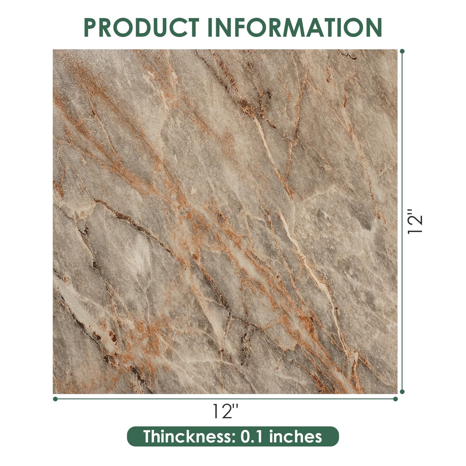 VallisCo 30-Piece 12×12 Vinyl Floor Tiles, 30 Sq Ft Waterproof Marble Pattern
