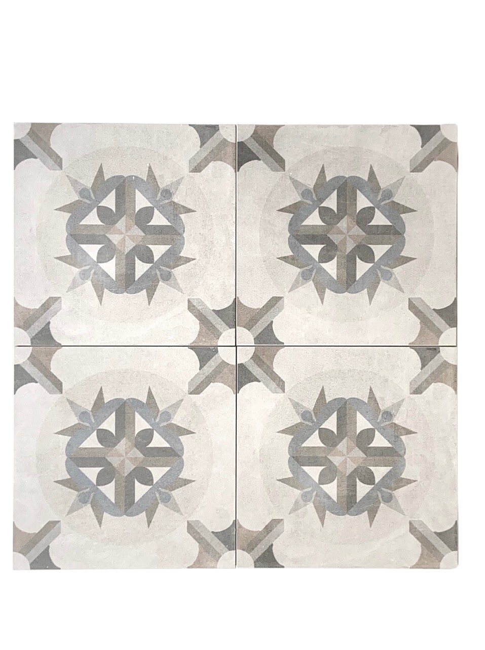 Gardenia Encaustic Beige White Green 8×8 Satin Glaze Ceramic Tile (BOX OF 4)