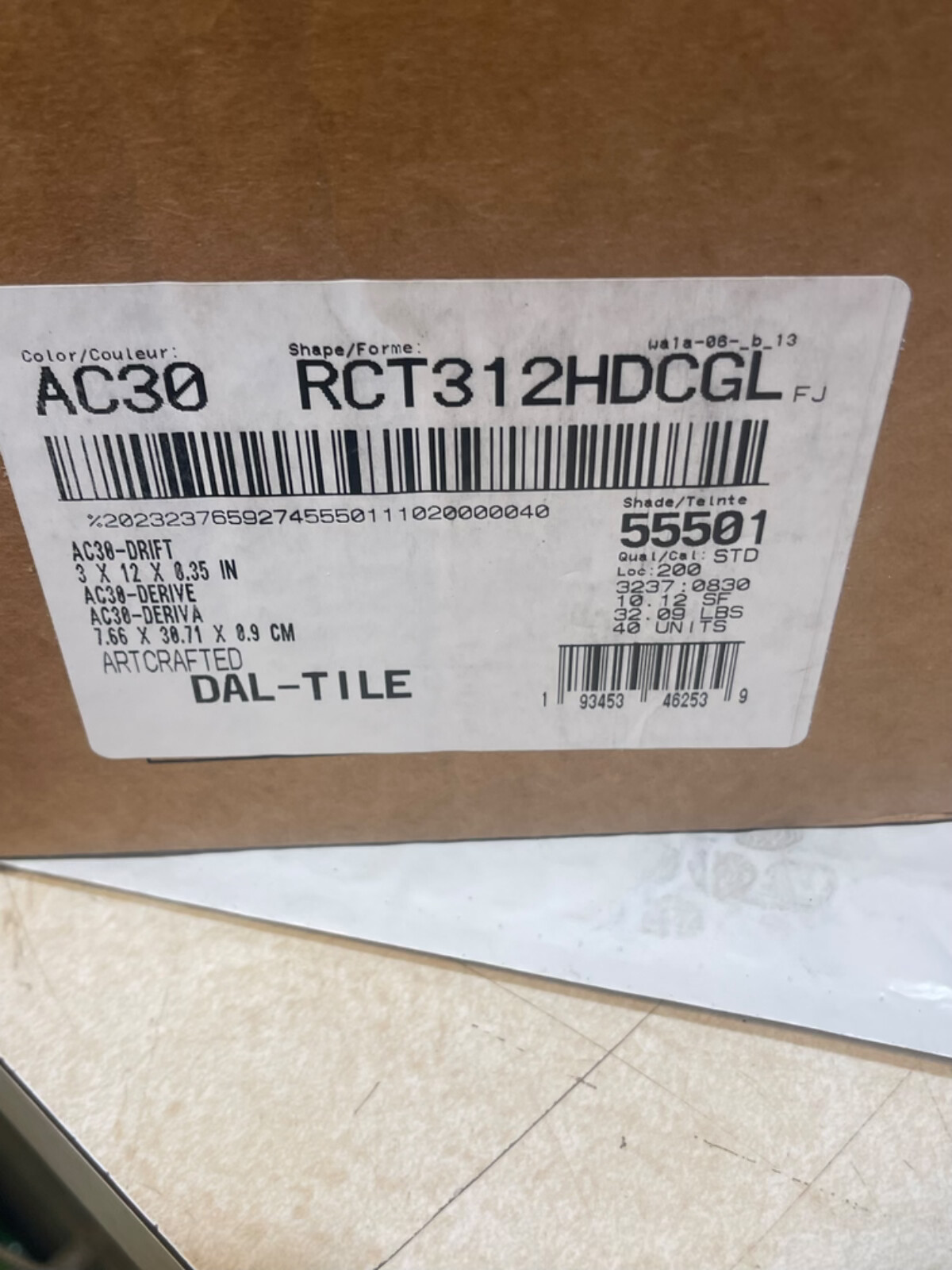 New Daltile Artcrafted Drift Ceramic Tile – Glossy Box of 40 tiles AC30-Drift D4
