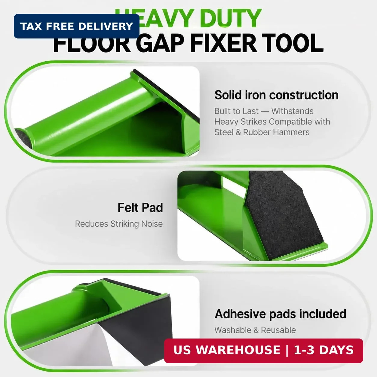 Floor Gap Repair Tool -Heavy Duty Iron Floor Gap Repair Tool with 4 Washable Reu