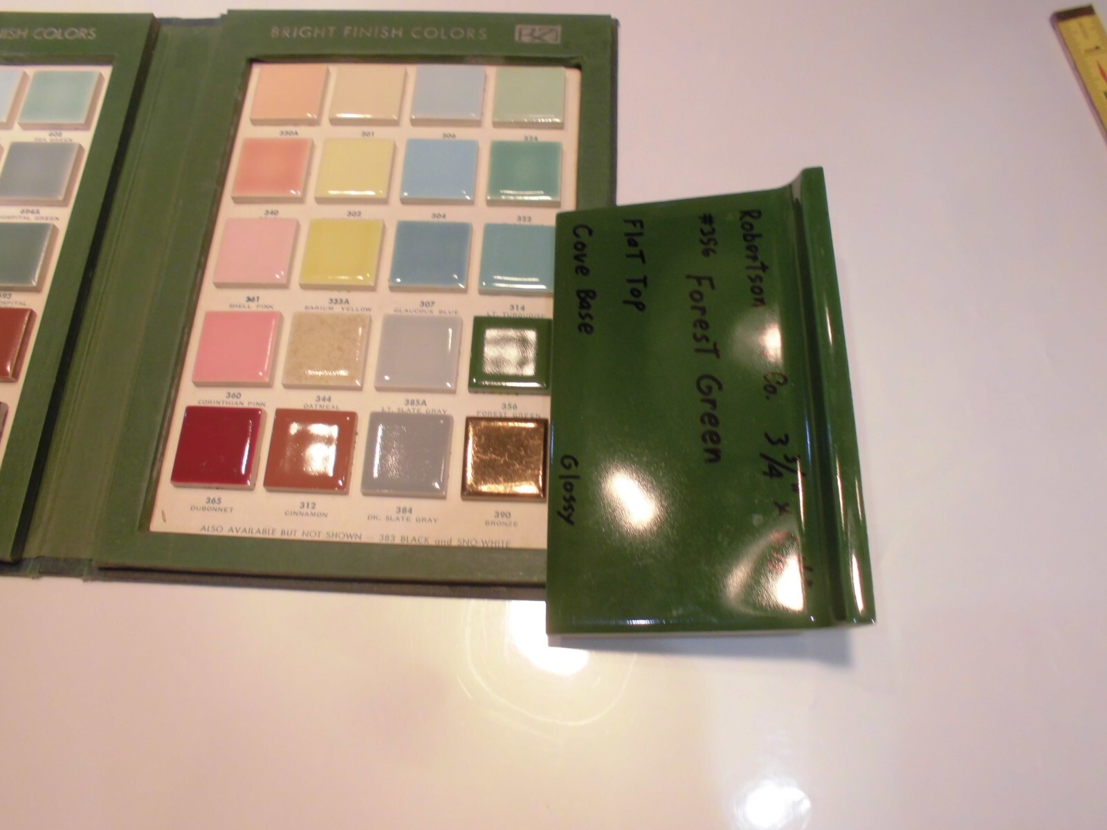 1 pc. Forest Green 4” X 6” Ceramic Cove Base Tile by Robertson Co. Stack-on-Top