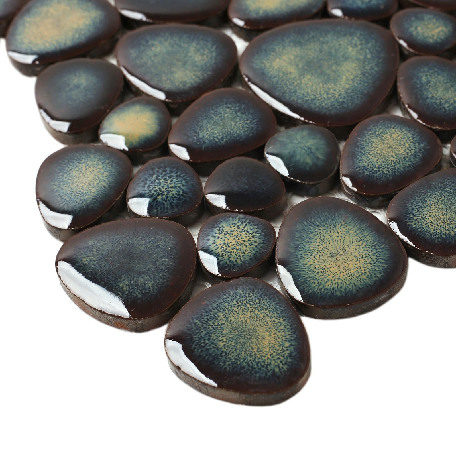 Blujellyfish Pebble Stone Tile for Shower Floor Bathroom Backsplash Accent Wa…