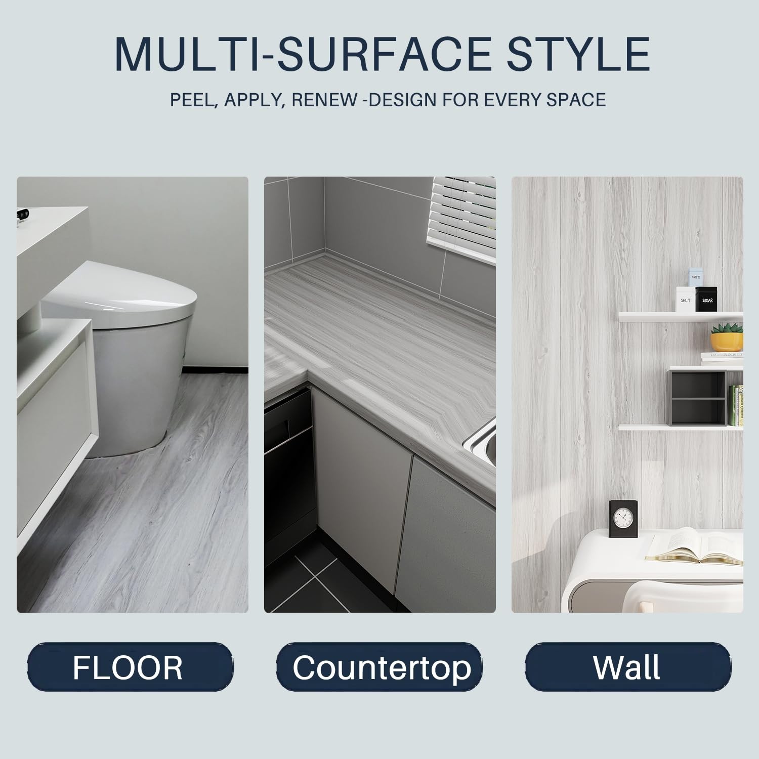 Wood Grain Peel and Stick Floor Tiles – 11.8” Width, Full Roll Length of 118″…