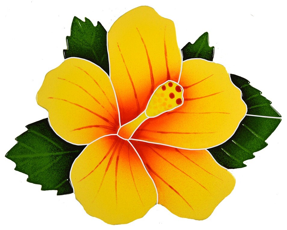 Tropical Hibiscus Mosaic Ceramic Tile Swimming Pool Patio Deck Bath Shower Wall