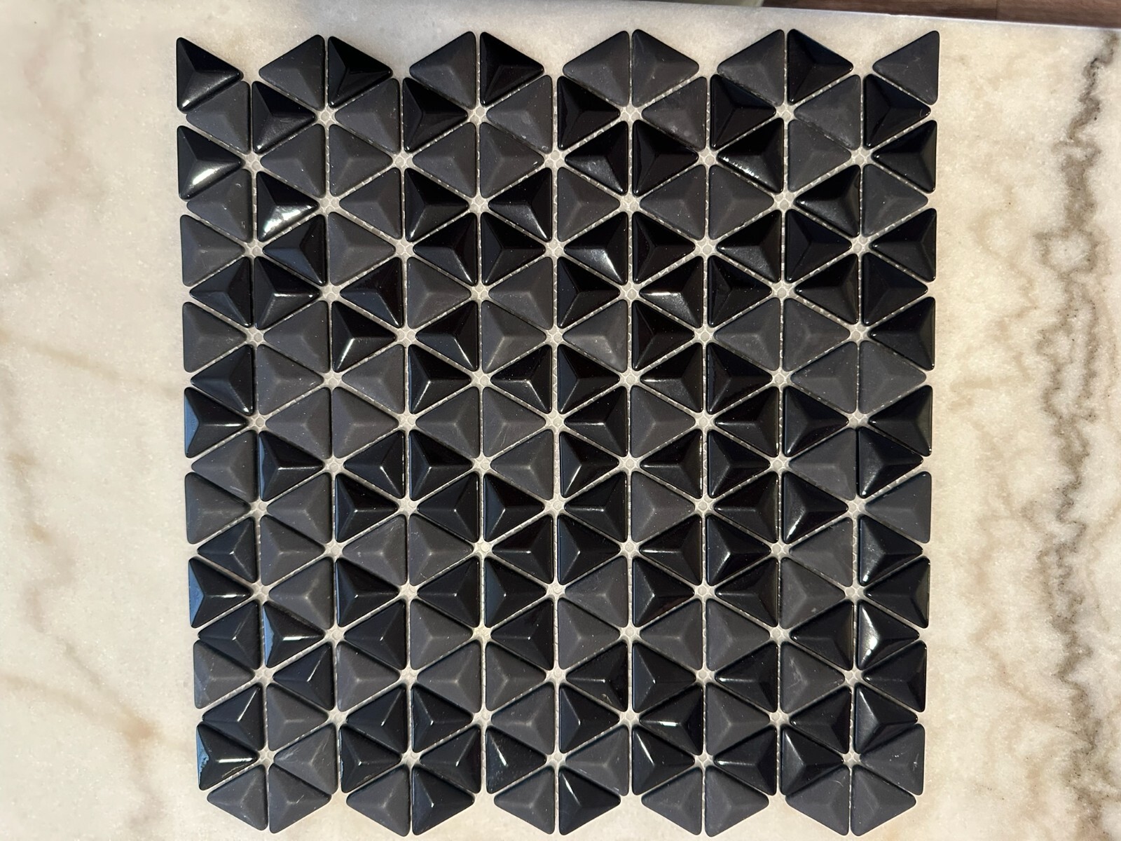 Black Triangle Matte and Glossy Mixed Mosaic Glass