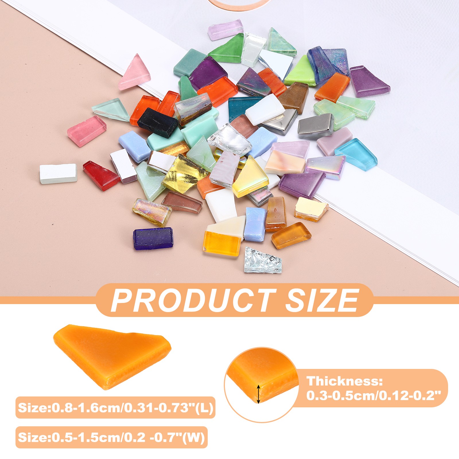 Irregular Glass Mosaic Tiles 200G/0.4LB Stained Glass Sheets Orange Series