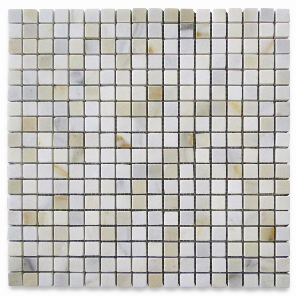 G22XH Calacatta Gold Calcutta Marble 5/8×5/8 Grid Square Mosaic Tile Honed