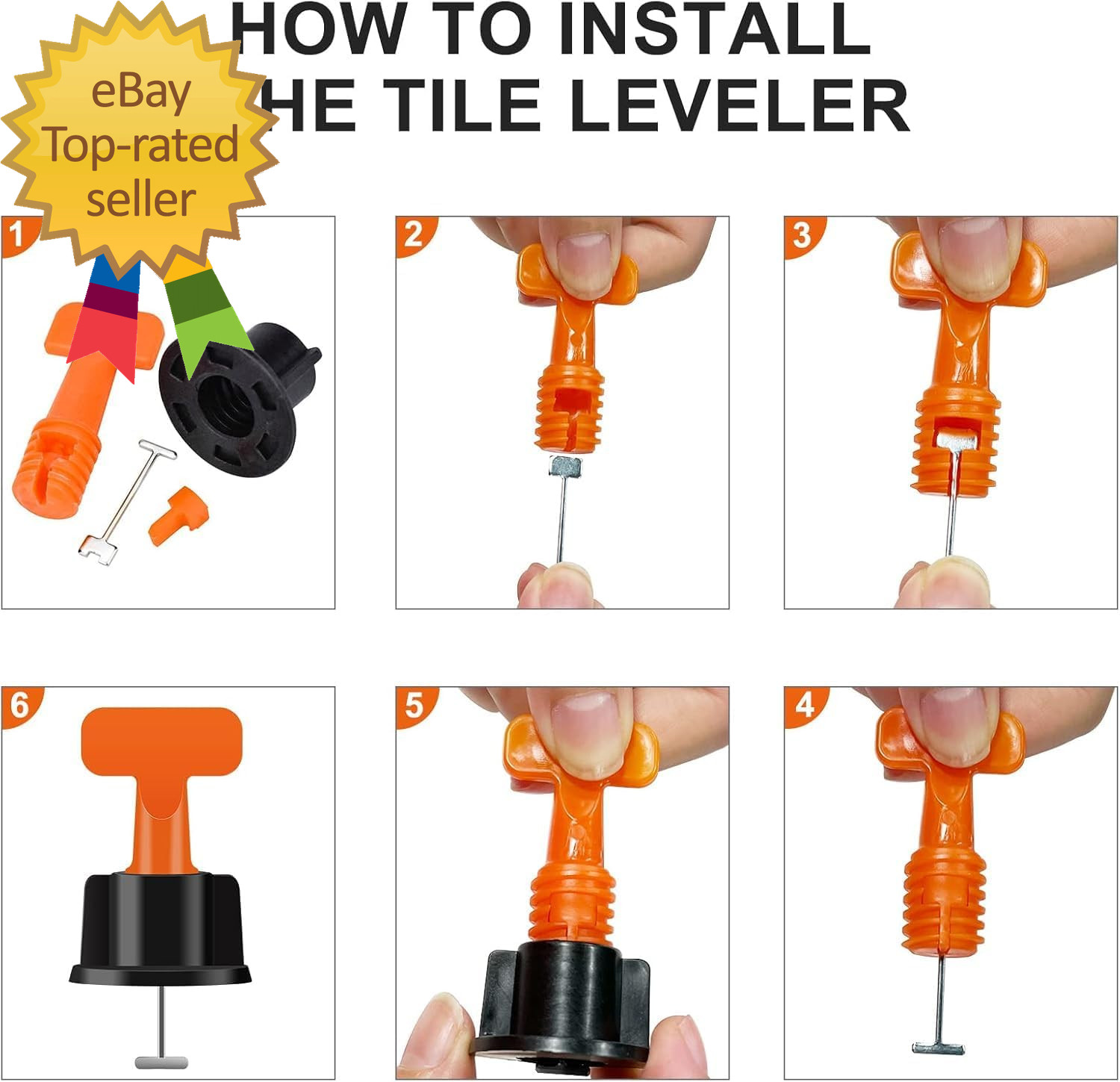 50 Sets Reusable Tile Leveling System Kit with Wrench, 1/16 Inch Tile Spacers an