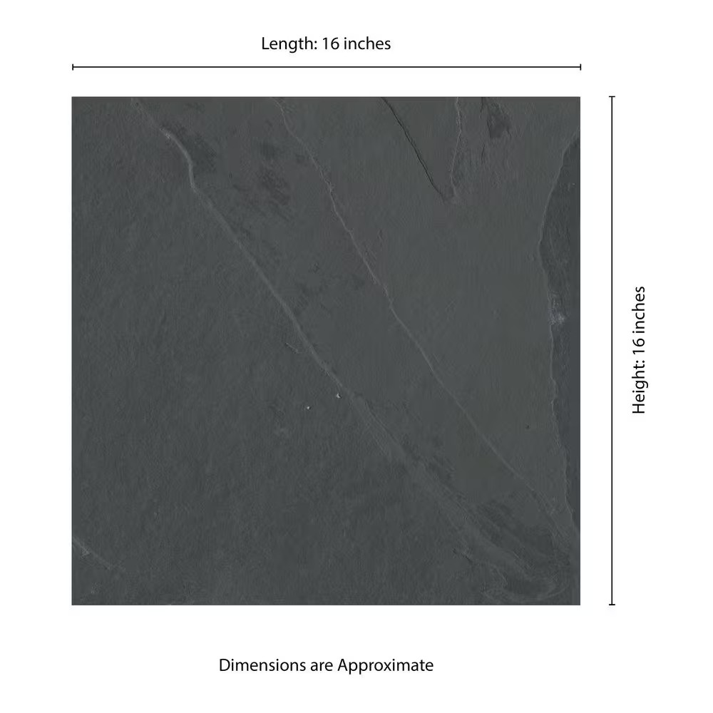 Montauk Black Slate Rectangle 18 In. X 36 In. Natural Textured Stone Look Floor