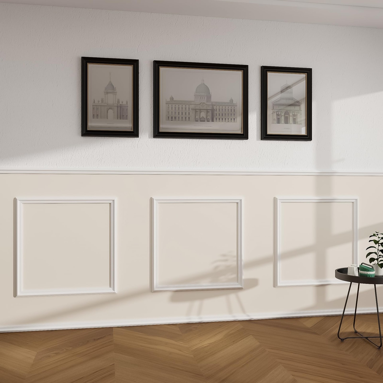 Peel and Stick Wall Molding Kit of 3 Frames,Premade Accent Wainscoting Panels…