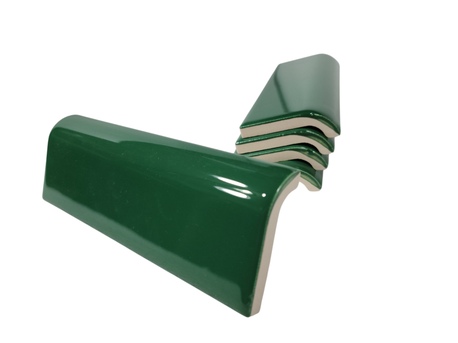 Emerald Green Ceramic Tile Mud Cap Subway Edge Trim Mudcap Mid Century Modern