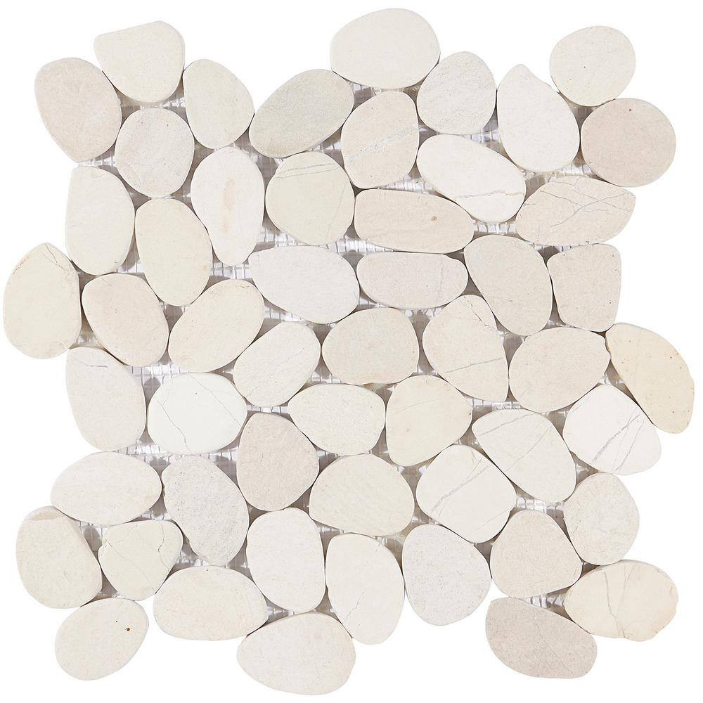 Countryside Sliced round 11.81 In. X 11.81 In. White Floor and Wall Mosaic (0.97