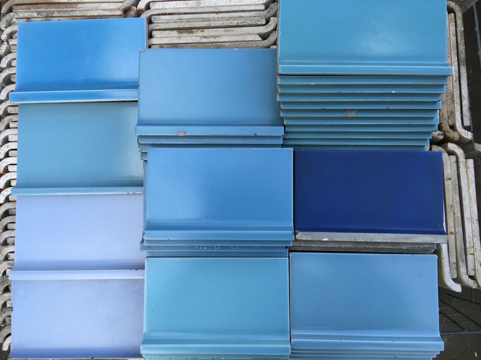 matching Cove Base Tile Blue Green Pink Yellow Tan Black Grey 3 3/4 or 4 1/4 x 6