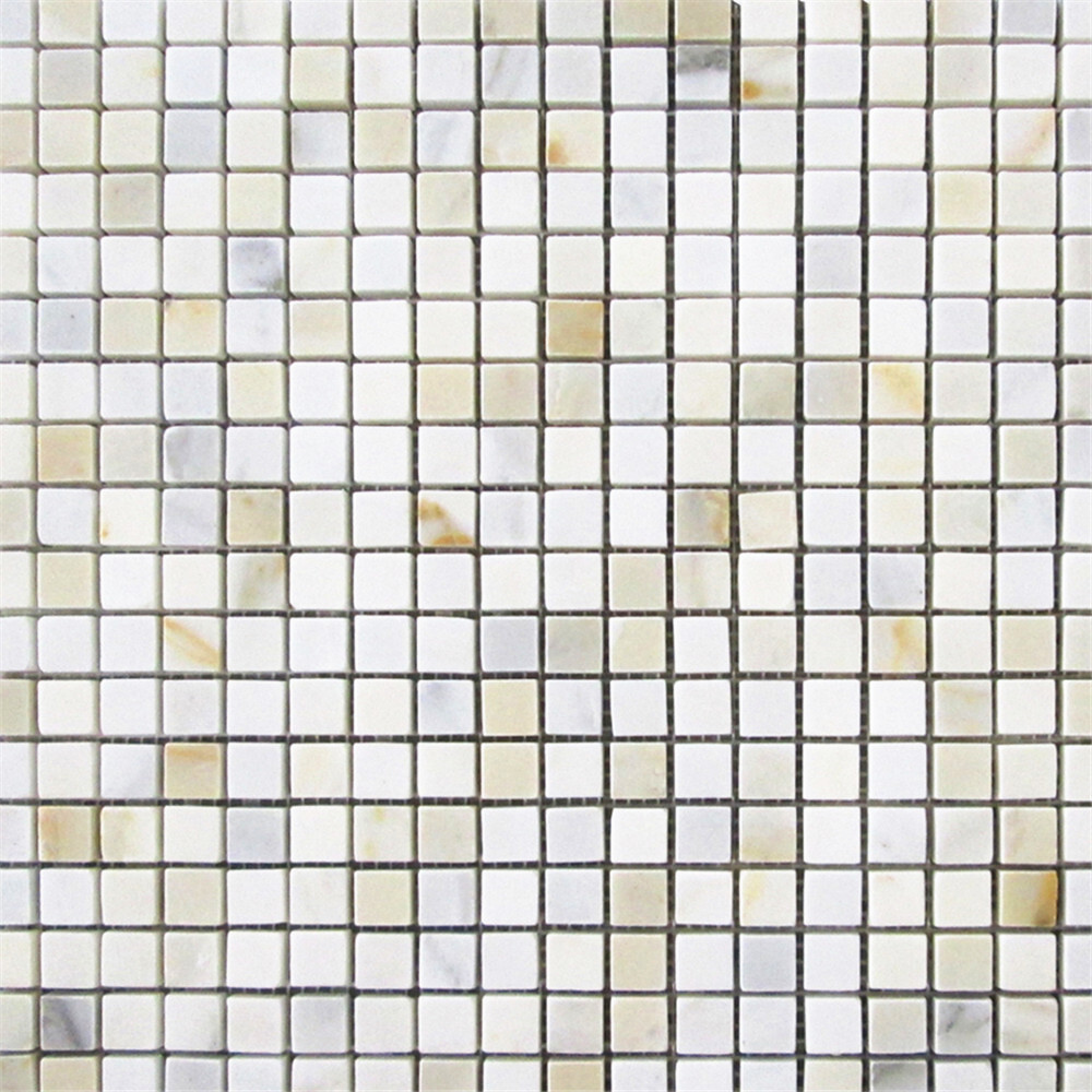 G22XH Calacatta Gold Calcutta Marble 5/8×5/8 Grid Square Mosaic Tile Honed