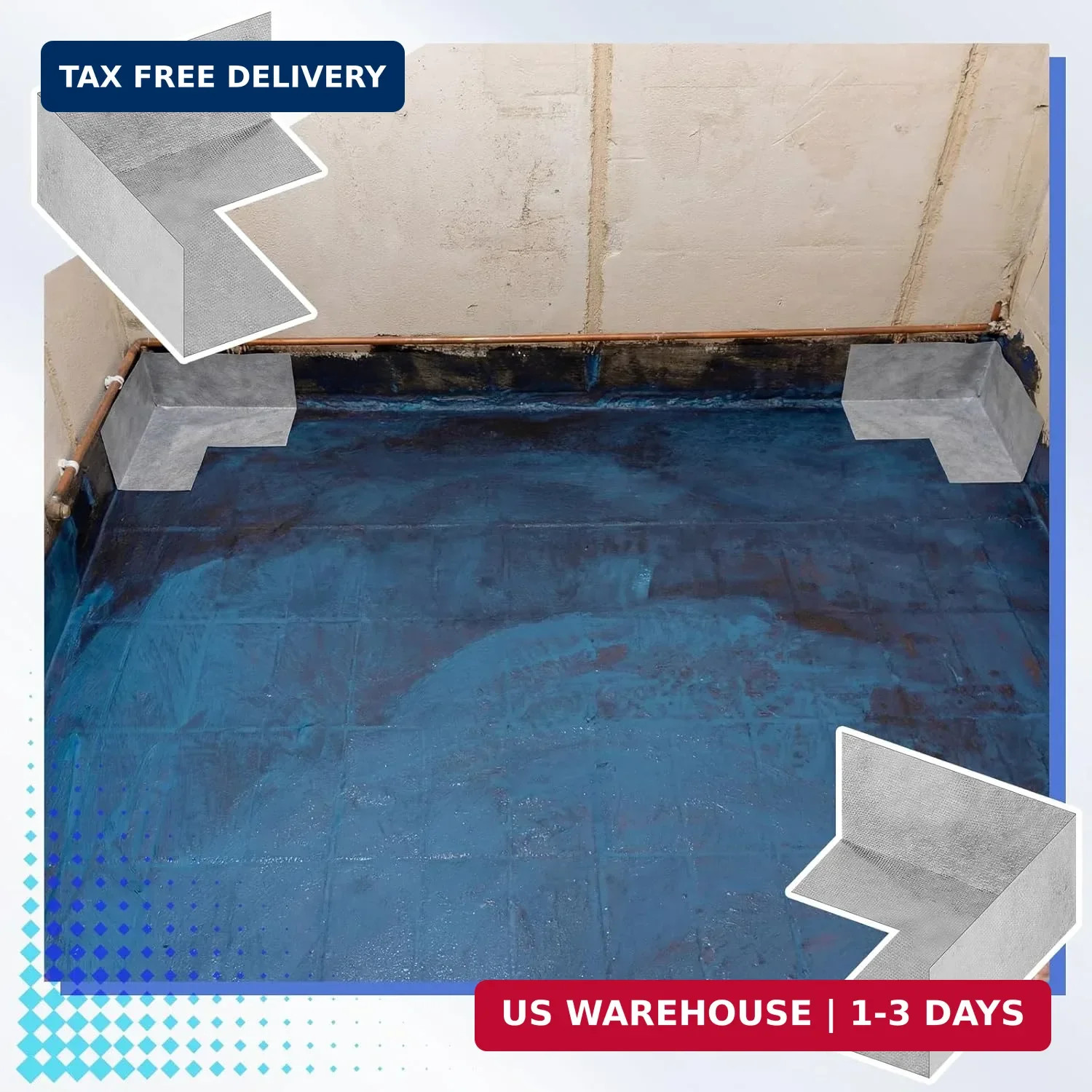 7 Pcs Waterproofing Membrane Kit, 0.42 x 100ft(42 Sq ft) Waterproof Membrane Ban