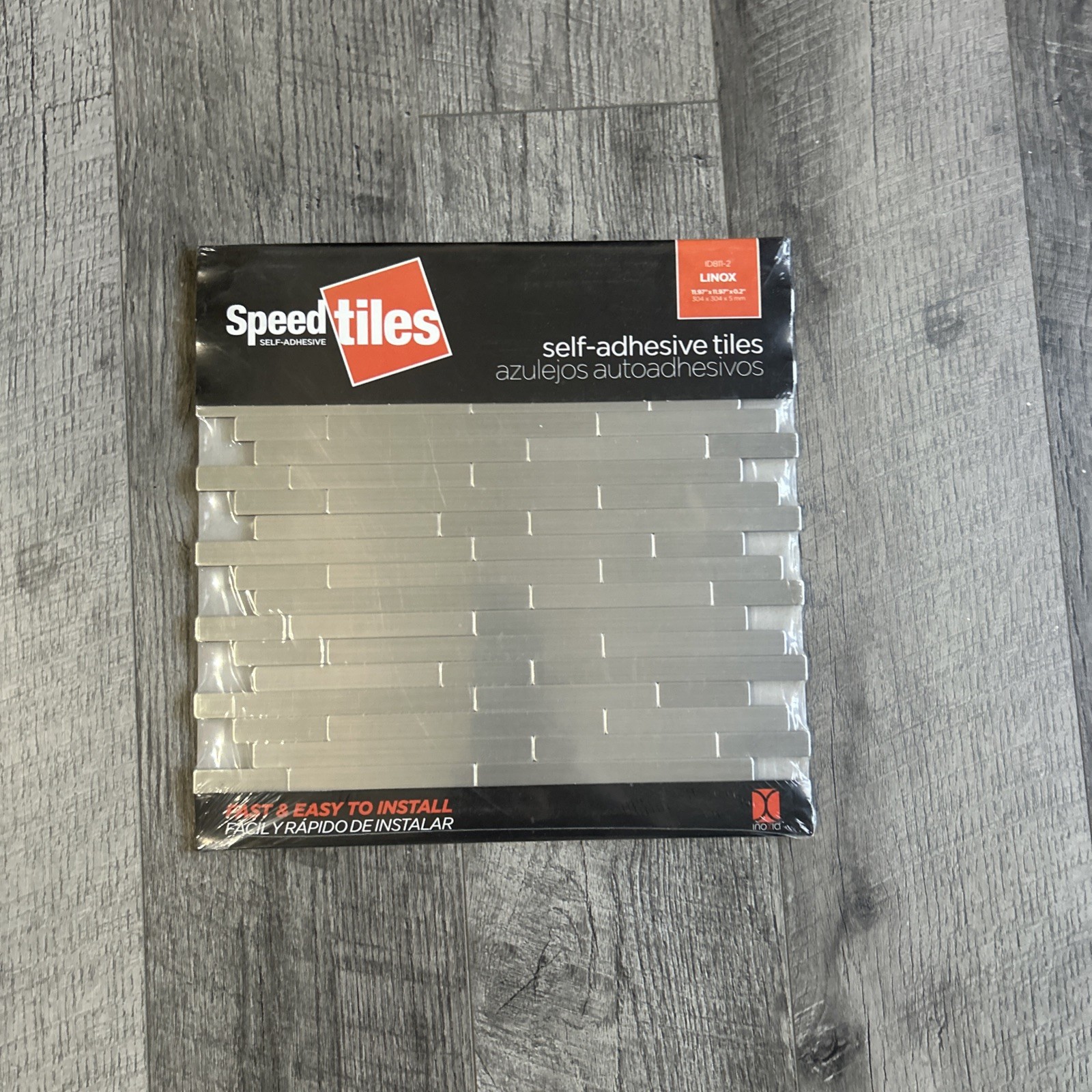 24 pack Linox Stainless Steel 12.09 in. x 11.97 in. x 5 mm Brushed peel and stic