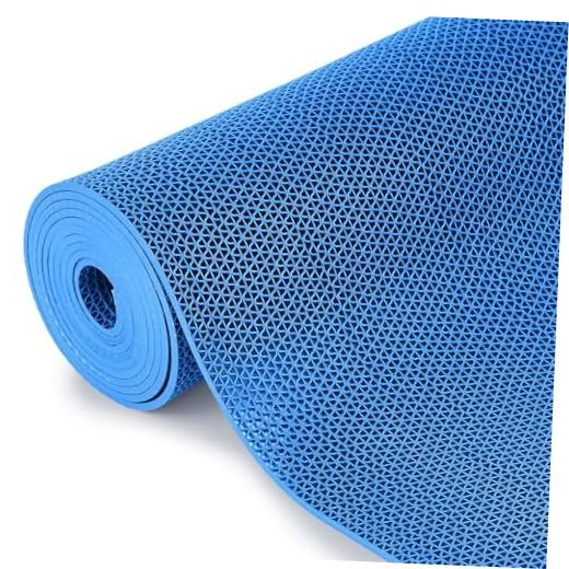 1.3×10 ft Non‑Slip Pool Drainage Floor Mat, 16″ x 118″ (Rectangular) Blue