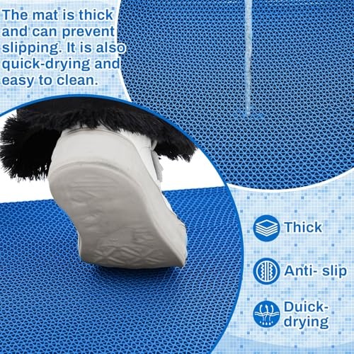 1.3×10 ft Non‑Slip Pool Drainage Floor Mat, 16″ x 118″ (Rectangular) Blue