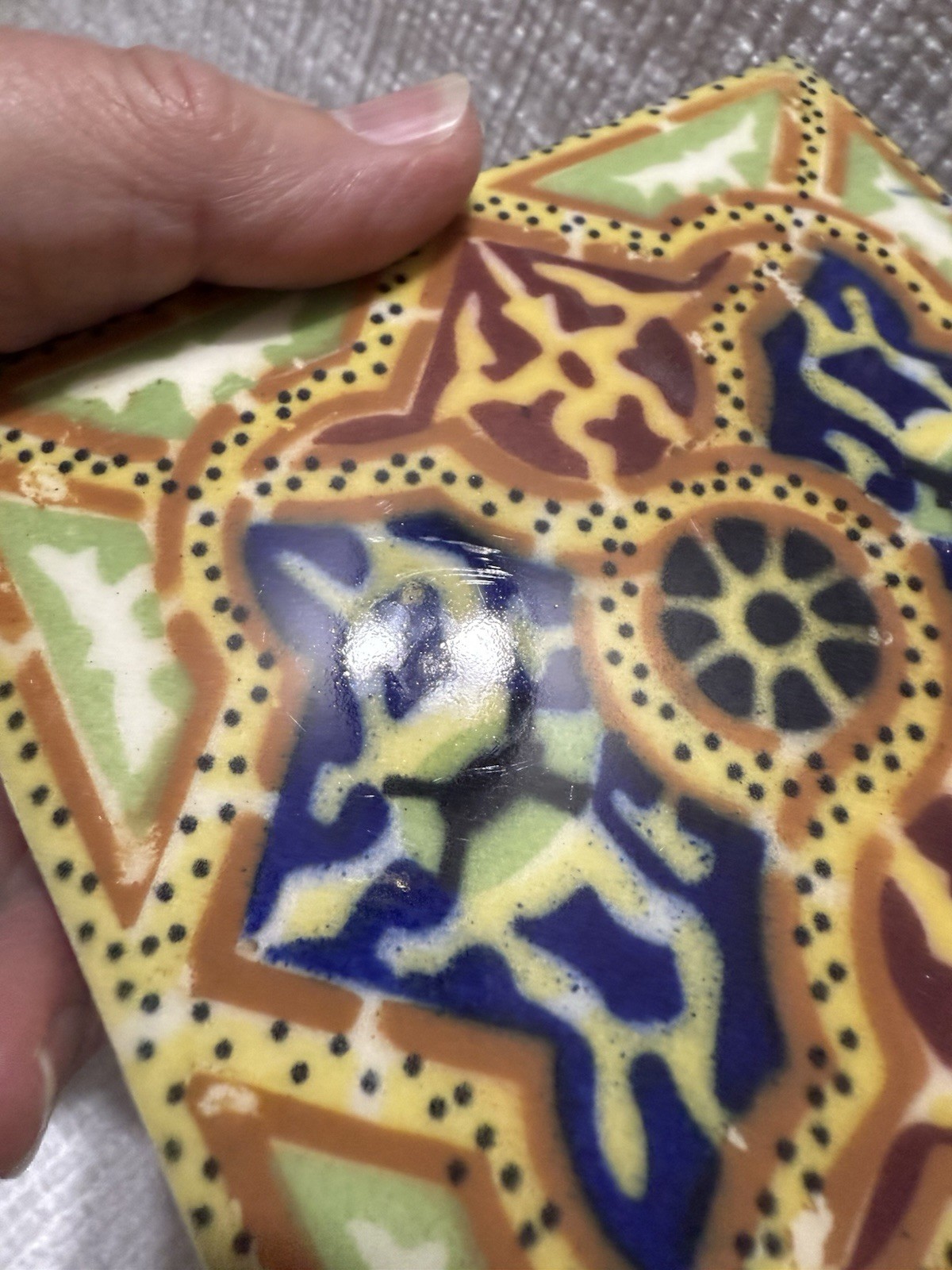 (2)Beautiful Ideal Standard-MEX.-Blue/Maroon 8 Sided Star -4.25” Ceramic Tiles