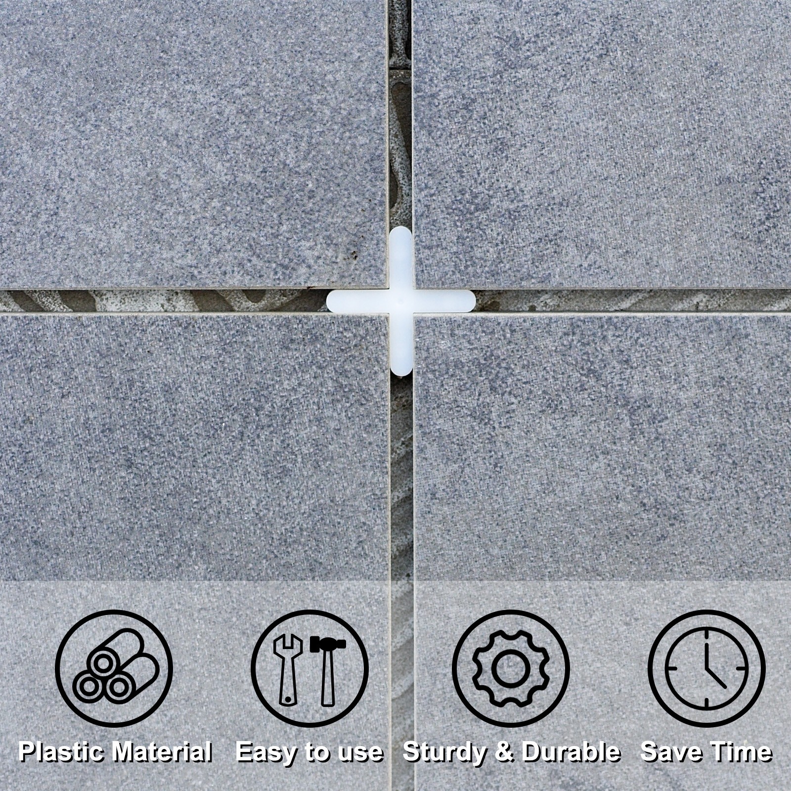 400Pcs Tile Spacers, 1mm 1/16″ Thick Cross Shape Wall Floor Tile Spacer, White