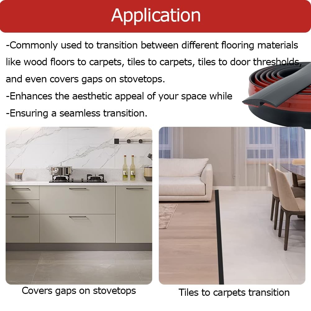 Aroilder Carpet Floor Transition Strip 10Ft, Self-Adhesive 10Feet, Black