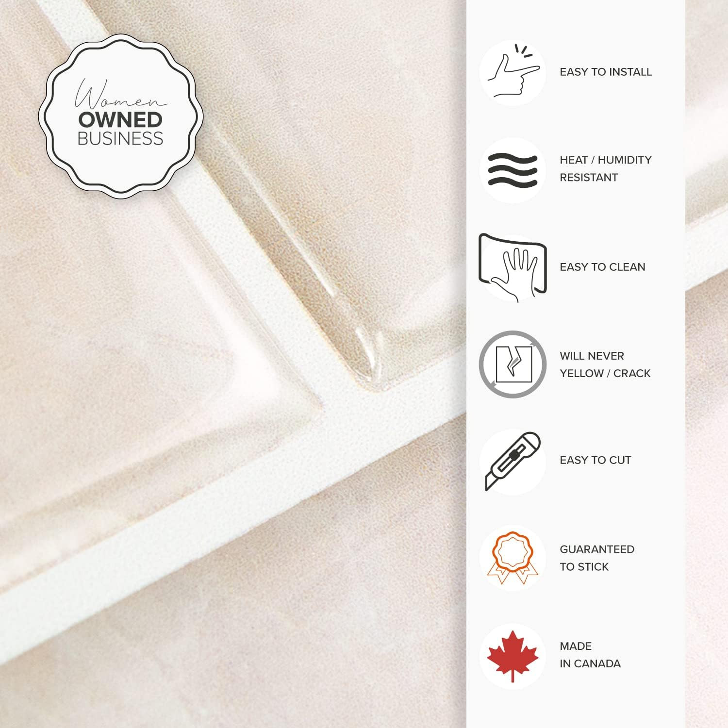 – Peel and Stick Backsplash – Subway Sora Light Beige, Marble – 10 Sheets of 10.