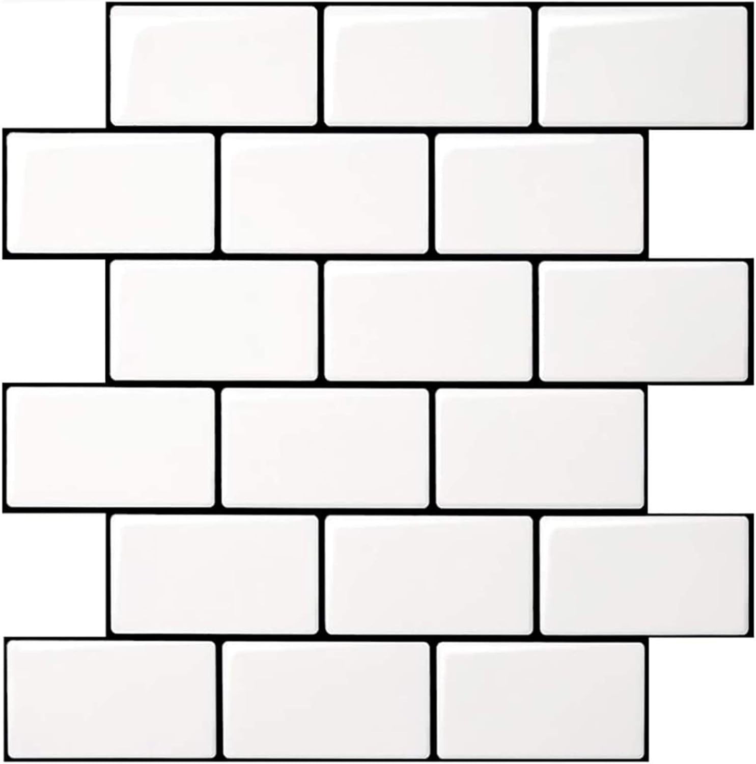 Peel and Stick Backsplash for Kitchen White Subway 10 Tiles, Thicker Design