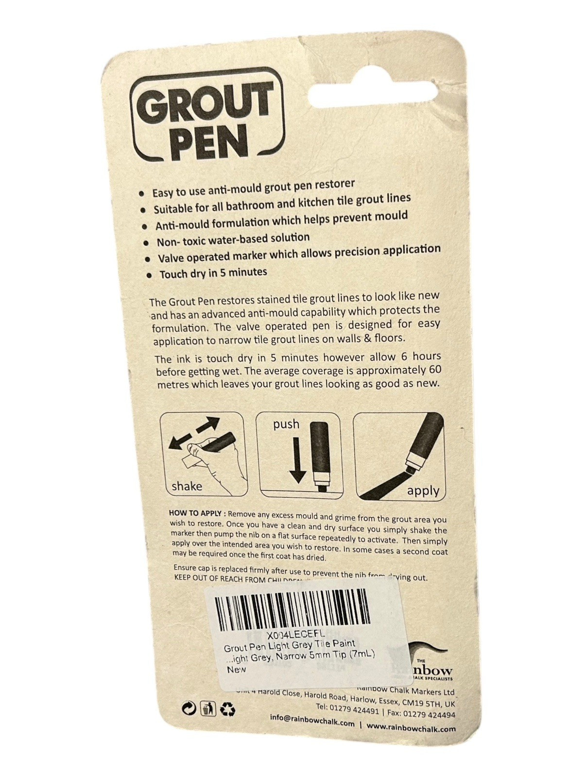 Push Tip Grout Pen – 5 Minute Dry, Non-Toxic, Formula Kitchen & Bathroom