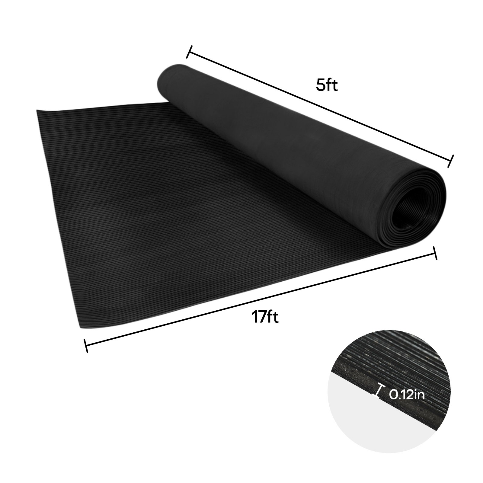 17’x5′ Garage Floor Mat Roll 3mm Thickened Anti-Slip Gym Trailer Floor Protector