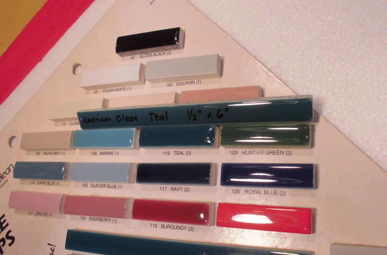 1 pc. Glossy Teal Ceramic Tile: Pencil – Liner – Sizzle: 1/2″ X 6″ by A.O. Green