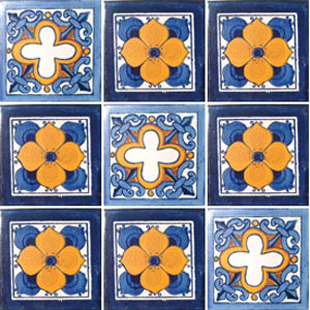 SET #058) With NINE Mexican Tiles Ceramic Clay Handcrafted Mexico