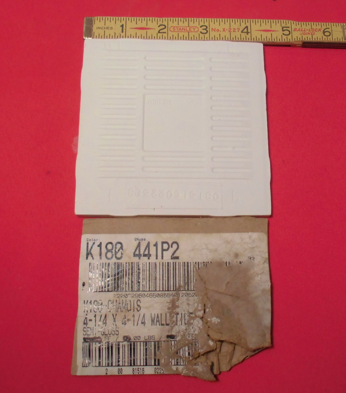 1 pc. *Chamois / Tan* Glossy Ceramic Tile by Daltile #K180; 4-1/4″ Discontinued