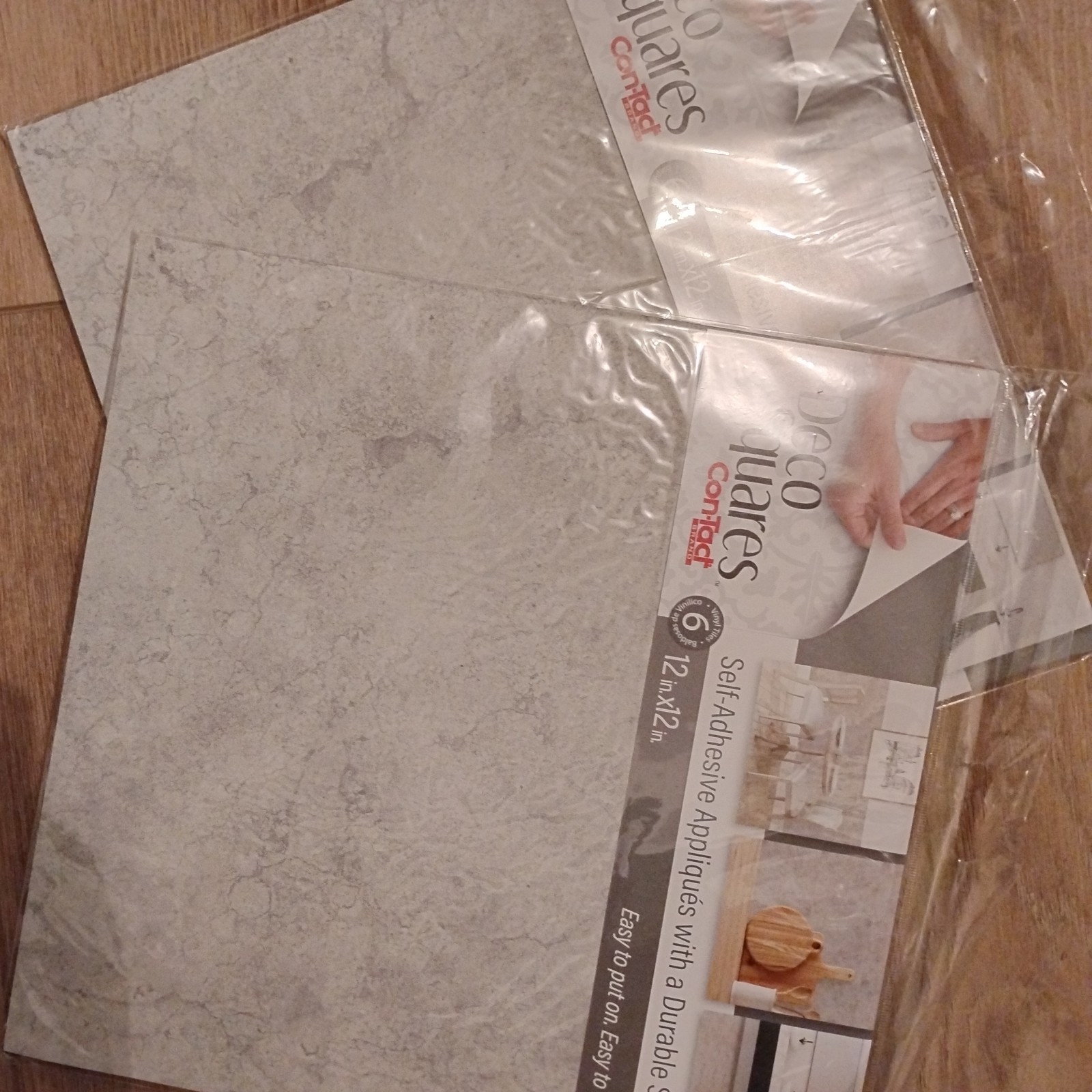 12 Tiles Contact Deco (2 Packs) Squares 12″ x 12″ Vinyl 6 Per Pack warm concrete