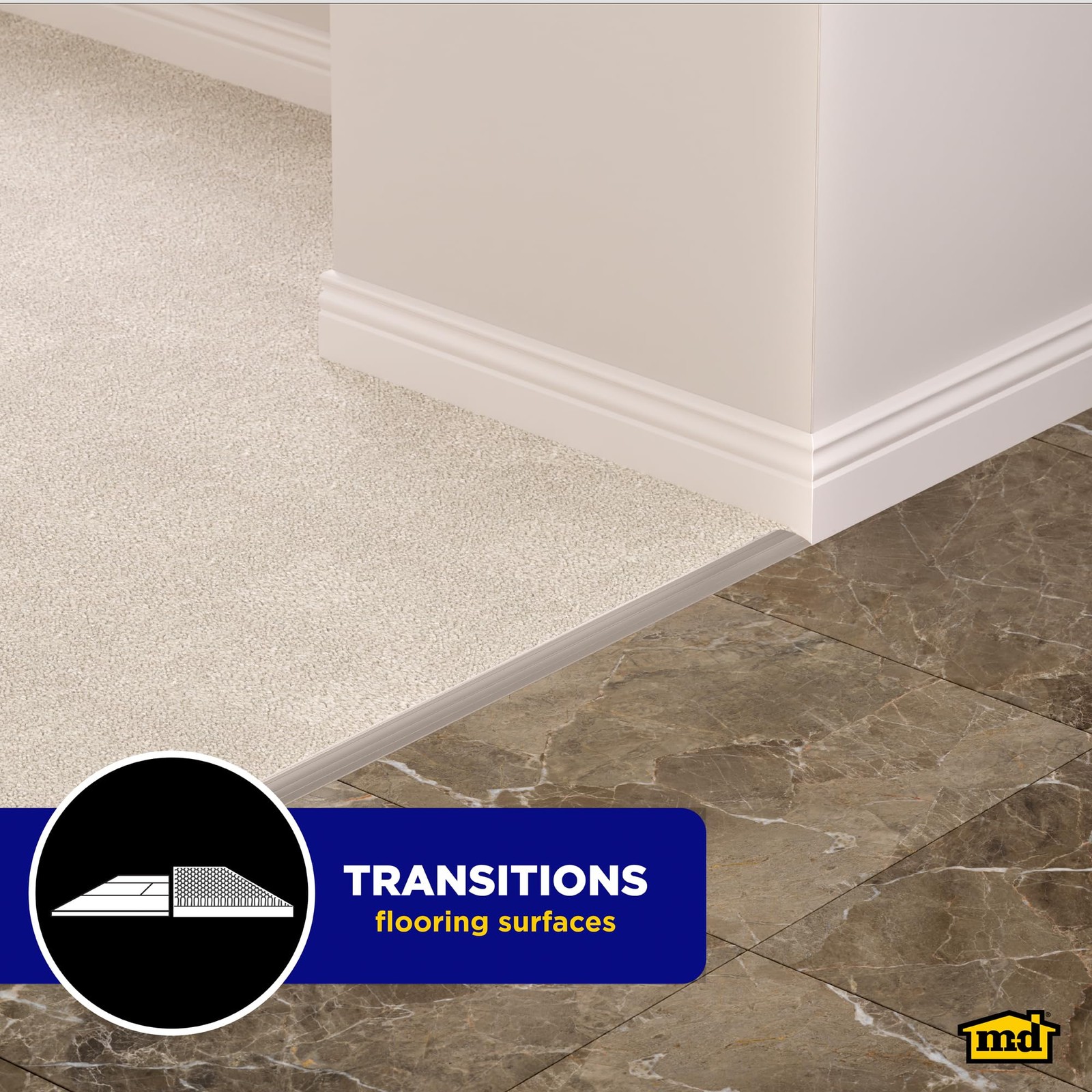 43811 1-1/2 in. X 36 in. Pewter Aluminum Multi Floor Transition