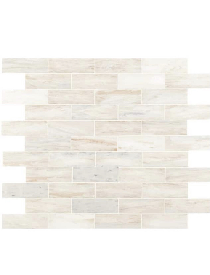 6x Angora Subway 11.81 in X 11.81 In. X 10 Mm Polished Marble Mosaic Tile 5.82SF