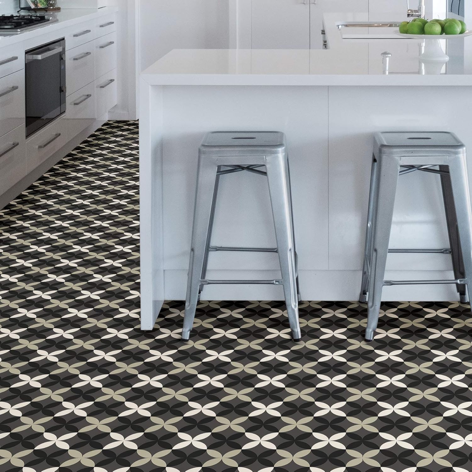 FloorPops FP3367 Arbor Peel & Stick Floor Tiles, 12″L x 12″W x 0.06″T, Black